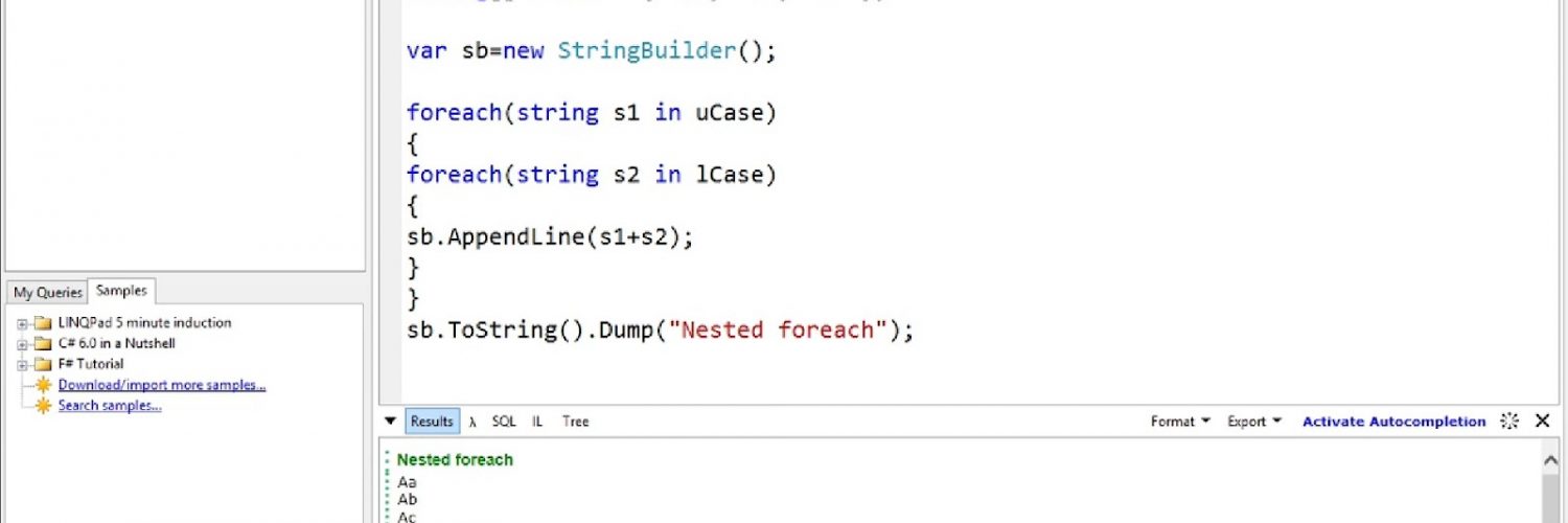 c# linq foreach