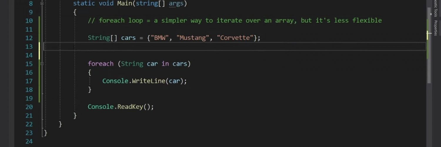 C# foreach loop tutorial example